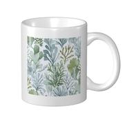 Woshuwo Tasse à café élégante en céramique avec motif algues et plantes marines, pour la maison, le bureau, 325 ml