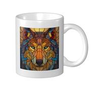 Woshuwo Tasse à café élégante en céramique avec motif loup - Pour la maison et le bureau - 325 ml