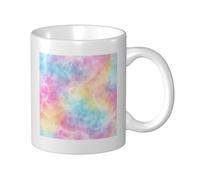 Woshuwo Tasse à café élégante en céramique avec motif tie-dye aux couleurs de l'arc-en-ciel pastel pour la maison et le bureau, 325 ml