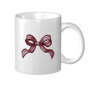 Woshuwo Tasse à café élégante en céramique avec nœud en ruban rayé pour la maison, le bureau, 325 ml