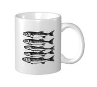 Woshuwo Tasse à café élégante en céramique avec plusieurs sardines pour la maison, le bureau, 325 ml