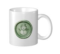 Woshuwo Tasse à café élégante en céramique avec sceau de cire aquarelle de Noël en relief Bonhomme de neige pour la maison et le bureau 325 ml