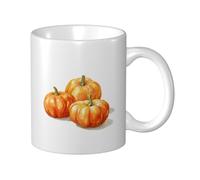 Woshuwo Tasse à café élégante en céramique avec trois citrouilles de couleur orange, pour la maison et le bureau, 325 ml