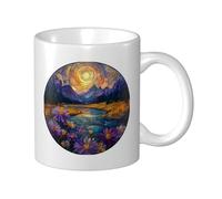 Woshuwo Tasse à café élégante en céramique « Flowing River Sunrise » - Pour la maison et le bureau - 325 ml