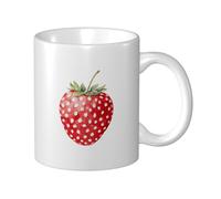 Woshuwo Tasse à café élégante en céramique motif aquarelle à pois rouges fraise bohème pour la maison et le bureau 325 ml