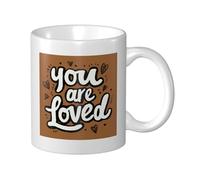 Woshuwo Tasse à café élégante en céramique « You are Loved On » - Marron - 325 ml