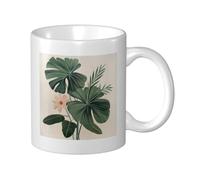 Woshuwo Tasse à café en céramique minimaliste botanique bohème pour la maison et le bureau, 325 ml