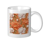 Woshuwo Tasse à café vintage en céramique avec pivoines et roses, pour la maison, le bureau, 325 ml