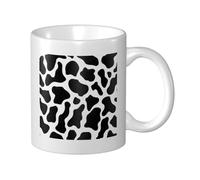 Woshuwo Tasse en céramique à motif peau de vache noire et blanche, tasse à café élégante pour la maison et le bureau, 325 ml