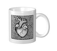 Woshuwo Tasse en céramique avec contour en forme de cœur humain noir et blanc, tasse à café élégante pour la maison et le bureau, 325 ml