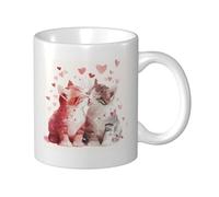 Woshuwo Tasse en céramique avec deux adorables chatons qui s'embrassent, tasse à café élégante pour la maison et le bureau, 325 ml