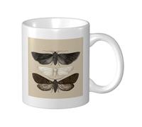 Woshuwo Tasse en céramique avec impression vintage de trois papillons de nuit, tasse à café élégante pour la maison et le bureau, 325 ml