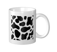 Woshuwo Tasse en céramique avec imprimé vache noire et blanche, élégante tasse à café pour la maison et le bureau, 325 ml