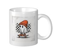 Woshuwo Tasse en céramique avec motif fantôme de dessin animé, planche à roulettes, tasse à café élégante pour la maison et le bureau, 325 ml