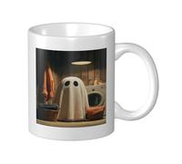 Woshuwo Tasse en céramique avec motif fantôme mignon faisant la lessive, tasse à café élégante pour la maison et le bureau, 325 ml