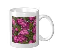 Woshuwo Tasse en céramique avec motif pivoines roses, tasse à café élégante pour la maison et le bureau, 325 ml