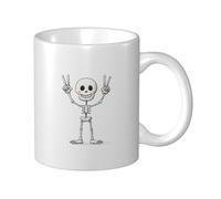 Woshuwo Tasse en céramique avec motif squelette faisant un signe de paix, tasse à café élégante pour la maison et le bureau, 325 ml