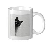 Woshuwo Tasse en céramique avec silhouette de chat regardant un regard, tasse à café, tasse à eau pour la maison et le bureau, 325 ml