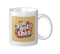 Woshuwo Tasse en céramique avec texte rétro « You Got This Flower » - Pour la maison et le bureau - 325 ml