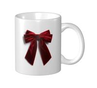 Woshuwo Tasse en céramique de Noël avec nœud en velours et ruban - Longueur de la queue - Tasse à café élégante - Pour la maison et le bureau - 325 ml