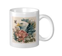 Woshuwo Tasse en céramique esthétique nature et faune aigle, loup, fleur, tasse à café élégante pour la maison et le bureau, 325 ml