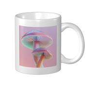 Woshuwo Tasse en céramique irisée motif champignons de la paix pastel arc-en-ciel - Tasse à café élégante pour la maison et le bureau - 325 ml