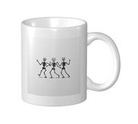 Woshuwo Tasse en céramique minimaliste avec trois squelettes simples dansant, tasse à café élégante pour la maison et le bureau, 325 ml