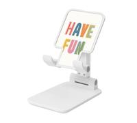 Woshuwo Text Have Fun - Support de téléphone portable pliable minimaliste - Motif lettres arc-en-ciel pastel - Angle réglable - Hauteur réglable - Compatible avec tous les smartphones - Blanc