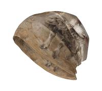 Woshuwo Three Sheep Bonnet unisexe tricoté chaud et souple Motif tête de mort Noir