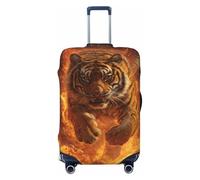 Woshuwo Tiger Jumping from Fire Housse élastique pour bagages de voyage anti-poussière et résistante aux rayures pour valises 55,9 à 61 cm