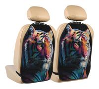 Woshuwo Tiger Lot de 2 protections de siège arrière de voiture avec poches de rangement pour protéger de la saleté, de la boue et des rayures