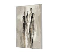 Woshuwo Toile murale abstraite avec trois grandes personnages, noir et blanc, impression esthétique, peinture pour dortoir, chambre à coucher, salon, 30 x 45 cm encadrée