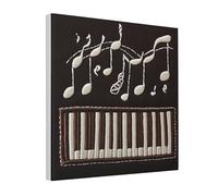 Woshuwo Toile murale avec notes de musique et touches de piano - Impression esthétique pour dortoir, chambre à coucher, salon - 30 x 30 cm - Encadrée