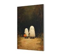 Woshuwo Toile murale encadrée avec deux fantômes mignons qui marchent dans la forêt pour dortoir, chambre à coucher, salon, 30 x 45 cm