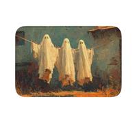 Woshuwo Trois fantômes à suspendre sur une corde à linge rustique - Paillasson antidérapant pour extérieur et intérieur - 40 x 60 cm