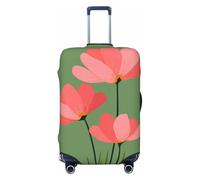 Woshuwo Trois fleurs roses sur vert simple, minimaliste, élastique, housses de voyage résistantes à la poussière et aux rayures, protection pour valises de 55,9 à 61 cm