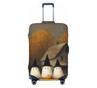 Woshuwo Trois mignons fantômes noirs chapeaux maison arbres housse de voyage élastique voyage housse anti-poussière résistant aux rayures protection valise protecteur pour 55,9 cm à 61 cm