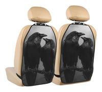 Woshuwo Two Ravens On Branch Dark Fantasy Gothic Lot de 2 tapis de protection pour siège de voiture avec poches de rangement pour protéger de la saleté, de la boue et des rayures