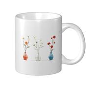 Woshuwo Vase à trois fleurs en céramique, tasse à café élégante pour la maison, le bureau, 325 ml