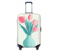 Woshuwo Vase avec tulipes rose et menthe - Élastique minimal - Housse de bagage de voyage résistante à la poussière et aux rayures - Pour valise de 55,9 à 61 cm
