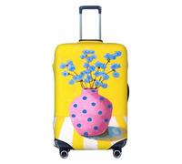 Woshuwo Vase rose à pois avec fleurs bleues - Housse de bagage de voyage élastique anti-poussière et résistante aux rayures - Pour valise de 55,9 à 61 cm