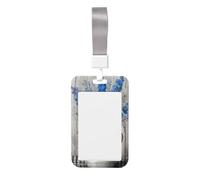 Woshuwo Vase vintage en étain rempli de delphiniums coulissants porte-badge d'identification en plastique dur étui de protection pour infirmières bureau