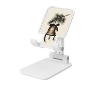 Woshuwo Vieille cloche de Noël avec ruban marron foncé, support pliable pour téléphone portable, angle réglable, support de bureau portable compatible avec tous les smartphones, style blanc