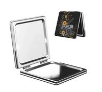 Woshuwo Vieux appareil photo avec fleurs miroir de maquillage de voyage double face en cuir PU portable compact miroir grossissant de poche