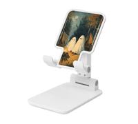 Woshuwo Vintage Ghosts Camping In The Woods Support de téléphone portable pliable Angle réglable Hauteur Bureau Portable Support de téléphone portable Compatible avec tous les smartphones Blanc
