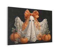 Woshuwo Vintage Halloween Fantôme Fantôme Floral Dentelle Toile Art Mural Esthétique Poster Impression Peinture pour Dortoir Salon 30 x 45 cm Encadré