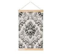 Woshuwo Vintage Victorian Floral Textile Pattern Linen Hanging Painting, Linen Wall Art Piece Modern Artwork Farmhouse Decor 40x60 Cm