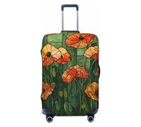 Woshuwo Vitrail de coquelicots Housse élastique pour bagages de voyage résistant à la poussière et aux rayures pour valises 55,9 à 61 cm