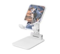 Woshuwo White Wolf In Winter Support pliable pour téléphone portable à angle réglable en hauteur Compatible avec tous les smartphones Blanc