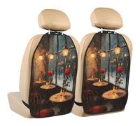 Woshuwo Window Of An Old Cafe Lot de 2 protections de siège de voiture avec poches de rangement pour protéger de la saleté, de la boue et des rayures